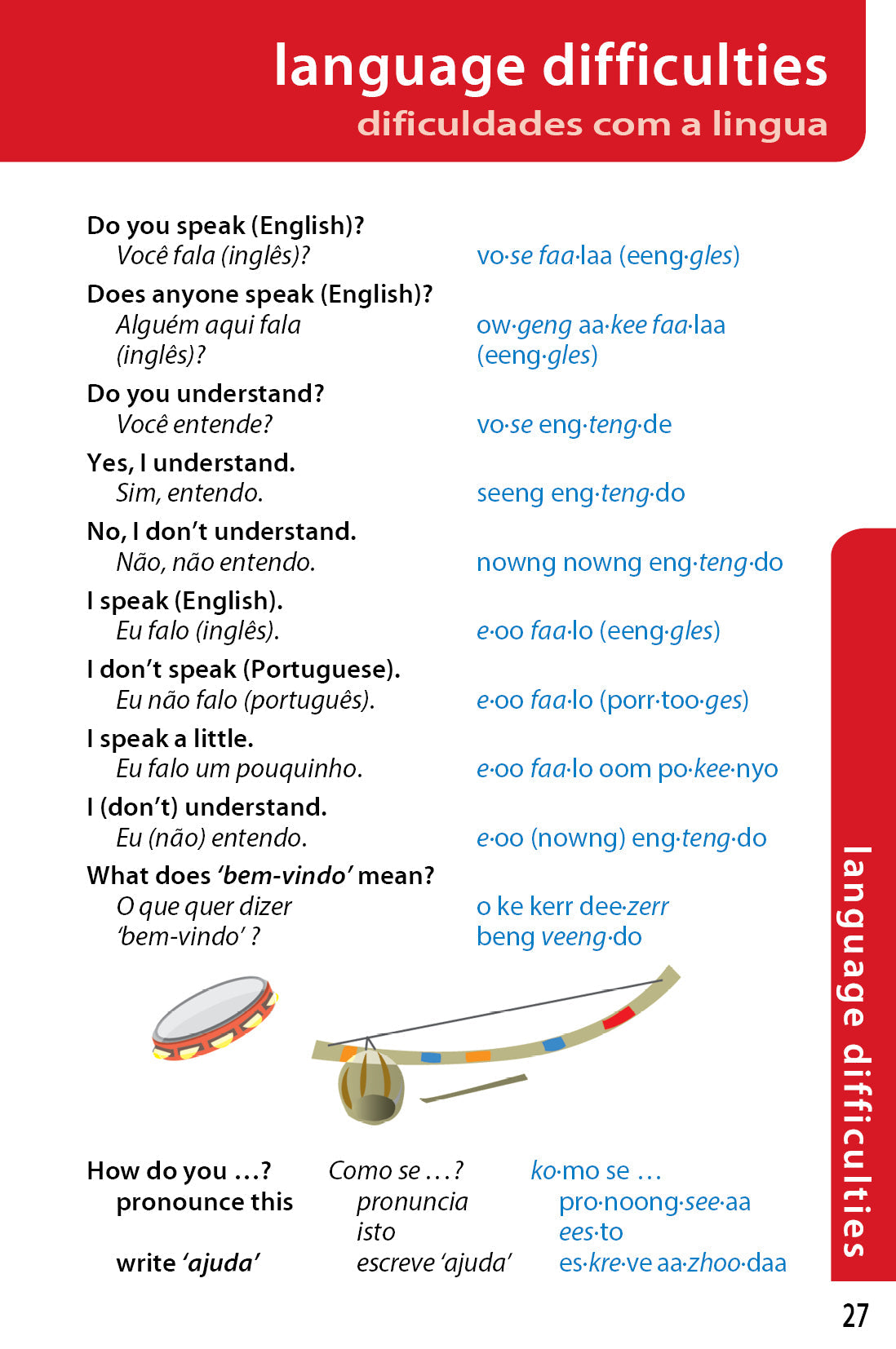Brazilian Portuguese Phrasebook & Dictionary - Book